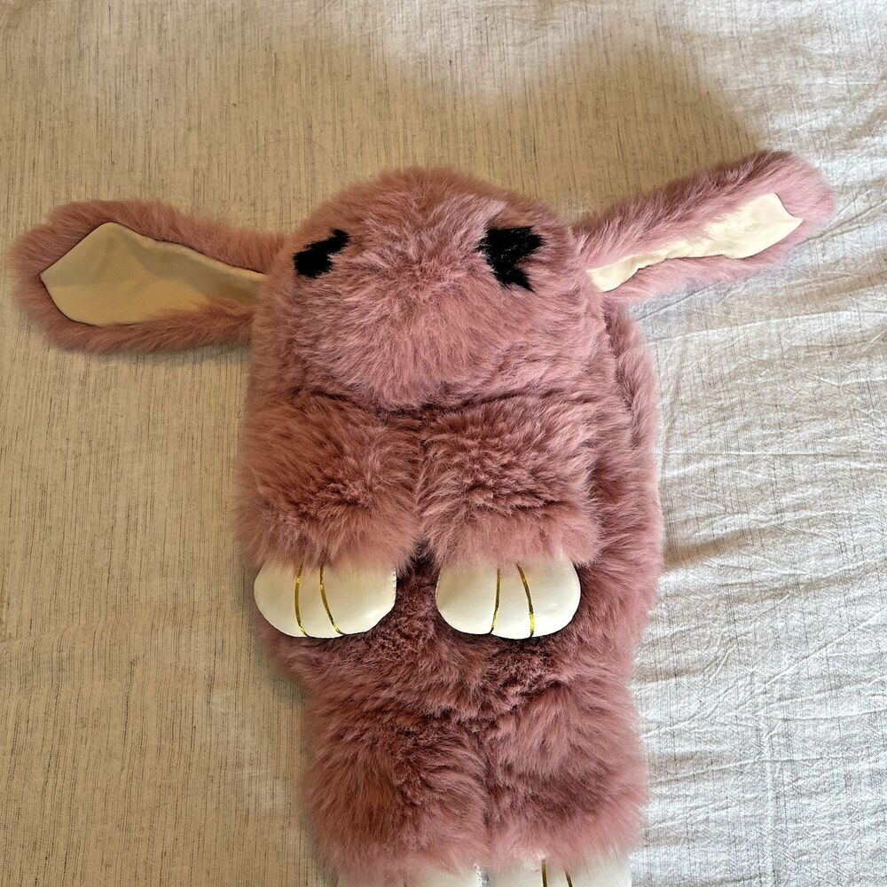 Pink Plush Easter Bunny Rabbit Purse Bag Stuffed Animal Toy Crossbody Accessory